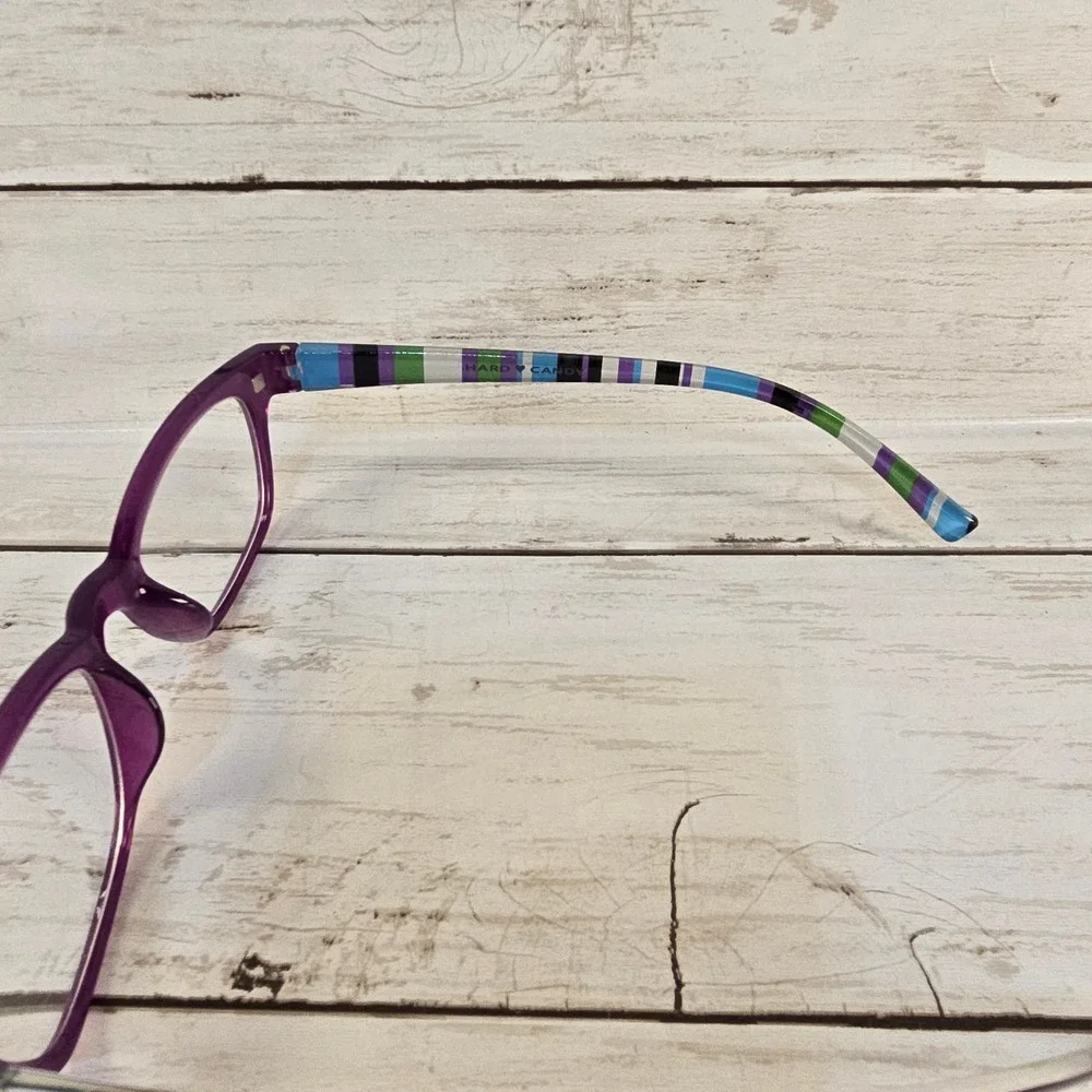 Hard‎ Candy Purple Rules DPUR +1.00 Reading Glasses Striped Temples 49-19-140